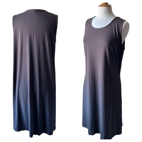 J. JILL Classic Brown Sleeveless A-Line Dress Capsule Minimalist - Size Large - Picture 2 of 8